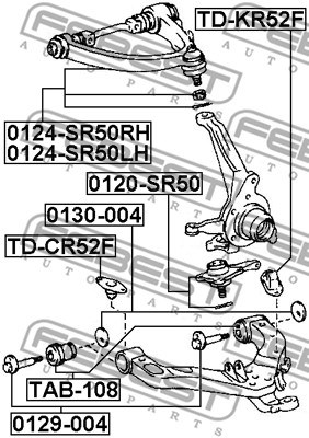 Kulled / Spindelled, Nedre framaxel Febest 0120-SR50 FEBEST Kulled / Spindelled, Nedre framaxel Febest 0120-SR50 FEBEST