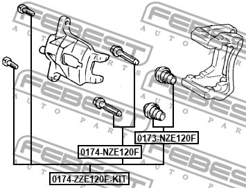 Styrbult, bromsok, Bak, Fram Febest 0174-ZZE120F-KIT FEBEST