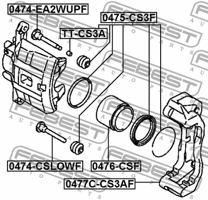 Styrbult, bromsok Febest 0474-EA2WUPF FEBEST
