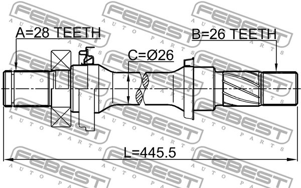 Drivaxel Mazda 2 (dy), framaxel höger Febest 0512-DC5 FEBEST