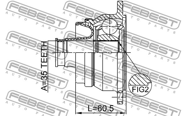 Led, kardanaxel, Bakre drivaxel til diff Febest 0711-JB424RSHA FEBEST Led, kardanaxel, Bakre drivaxel til diff Febest 0711-JB424RSHA FEBEST