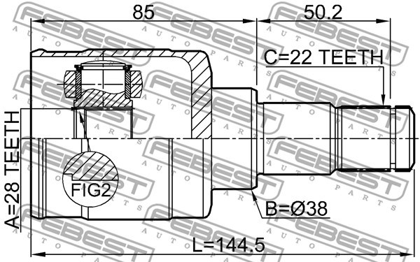 Drivknut, på växellådssidan, framaxel vänster Febest 0711-RS415AT FEBEST Drivknut, på växellådssidan, framaxel vänster Febest 0711-RS415AT FEBEST