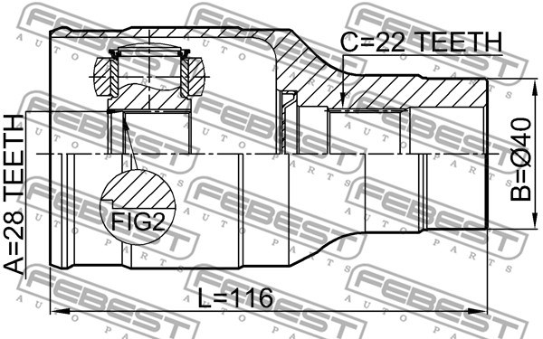 Drivknut, på växellådssidan, framaxel höger Febest 0711-RS415RH FEBEST Drivknut, på växellådssidan, framaxel höger Febest 0711-RS415RH FEBEST