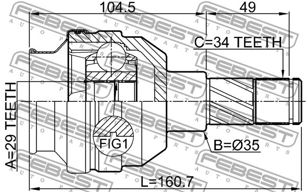 Drivknut, på växellådssidan, framaxel vänster Febest 1011-T300MTL FEBEST Drivknut, på växellådssidan, framaxel vänster Febest 1011-T300MTL FEBEST