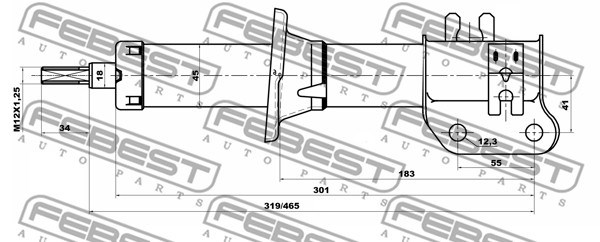 Stötdämpare Gastryck, framaxel vänster Febest 10667898FL FEBEST