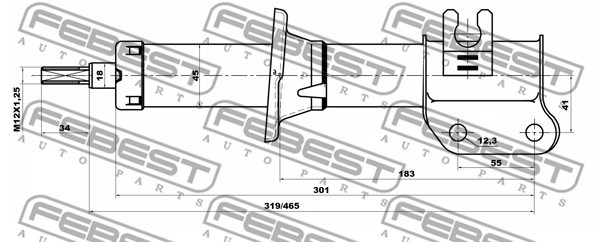 Stötdämpare Gastryck, framaxel höger Febest 10667899FR FEBEST
