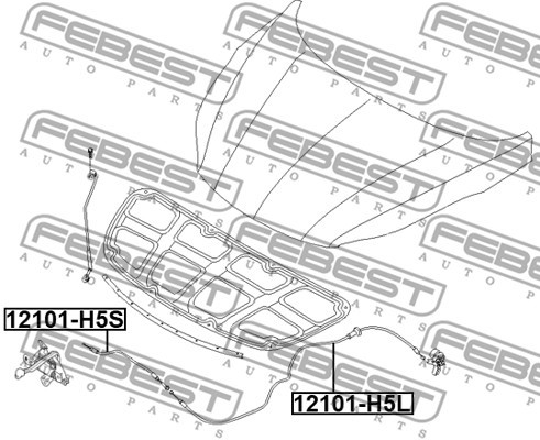 Vajer, motorhuv Febest 12101-H5S FEBEST Vajer, motorhuv Febest 12101-H5S FEBEST