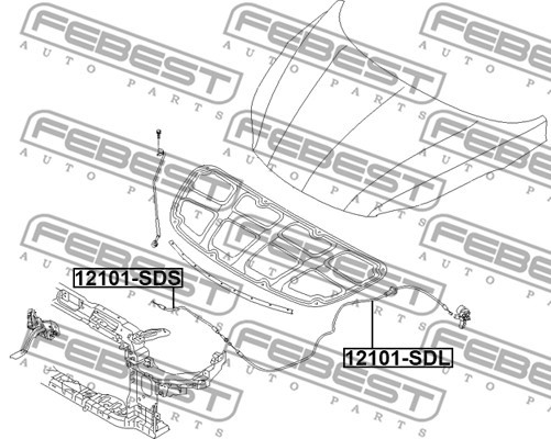 Vajer, motorhuv Febest 12101-SDL FEBEST Vajer, motorhuv Febest 12101-SDL FEBEST