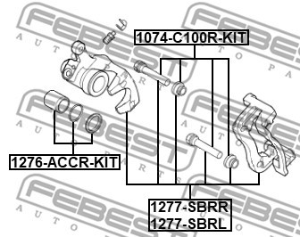 Reparationssats, bromsok, Bakaxel Febest 1276-ACCR-KIT FEBEST