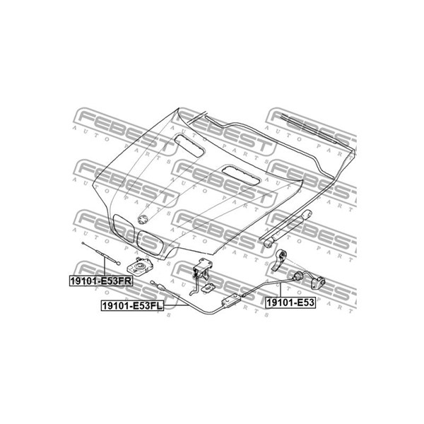 Vajer, motorhuv Febest 19101-E53FR FEBEST