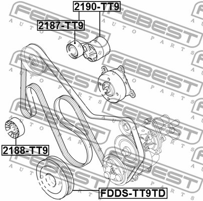 Styrrulle, drivrem Febest 2188-TT9 FEBEST Styrrulle, drivrem Febest 2188-TT9 FEBEST