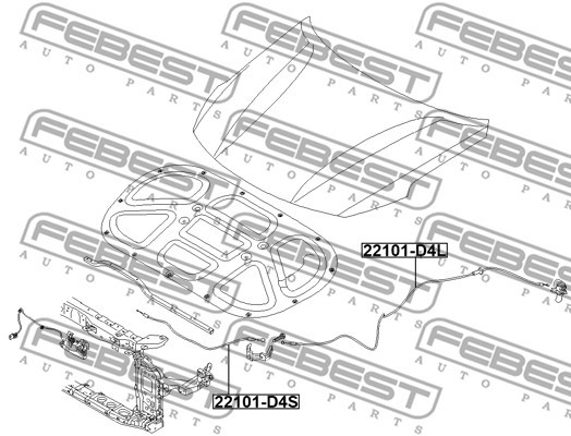 Vajer, motorhuv Febest 22101-D4L FEBEST Vajer, motorhuv Febest 22101-D4L FEBEST