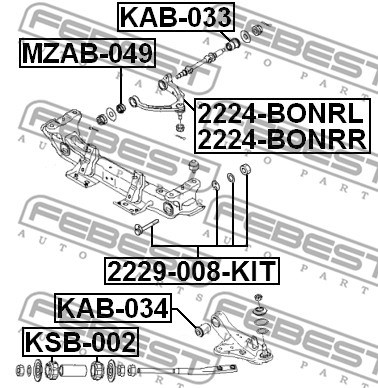 Inställningsskruv, camber Febest 2229-008-KIT FEBEST Inställningsskruv, camber Febest 2229-008-KIT FEBEST