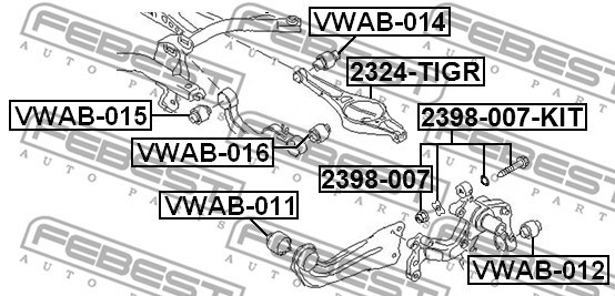 Inställningsskruv, camber Febest 2398-007-KIT FEBEST