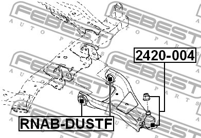 Kulled / Spindelled, Nedre framaxel Febest 2420-004 FEBEST