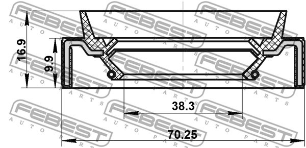 Oljepackningsring, differential, Vänster fram Febest 95JAS-407010 FEBEST