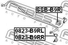 Bussning, stabilisatorstag, Bakaxel, båda sidor Febest SSB-B9R FEBEST