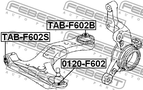 Bussning, länkarm, Fram, Nedre framaxel Febest TAB-F602S FEBEST