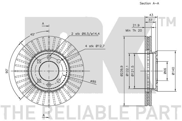 Bromsskiva Ventilerad, Framaxel Nk 201212 NK