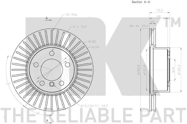 Bromsskiva Ventilerad, Framaxel Nk 2015101 NK Bromsskiva Ventilerad, Framaxel Nk 2015101 NK