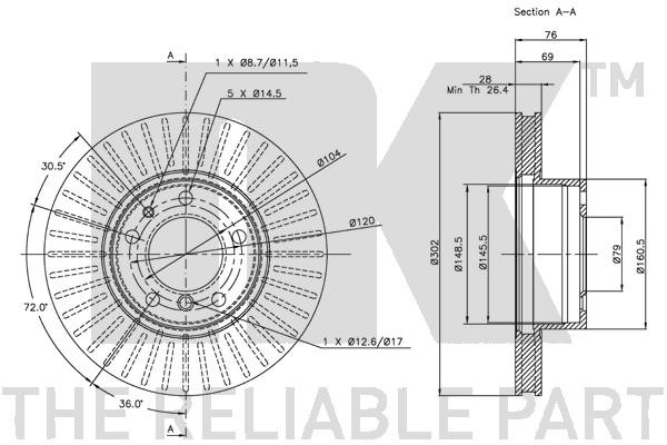 Bromsskiva Ventilerad, Framaxel Nk 201526 NK Bromsskiva Ventilerad, Framaxel Nk 201526 NK