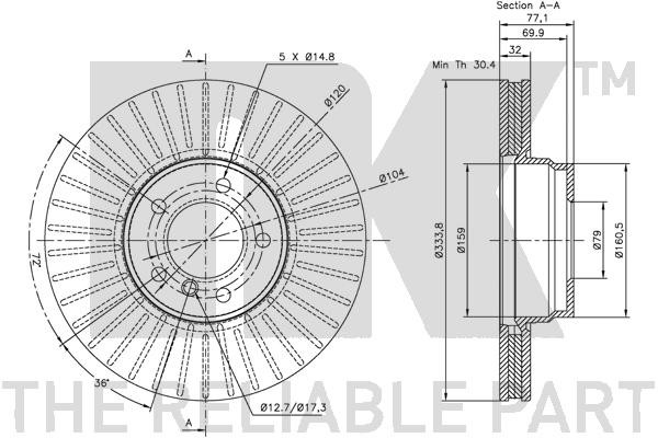 Bromsskiva Ventilerad, Framaxel Nk 201542 NK