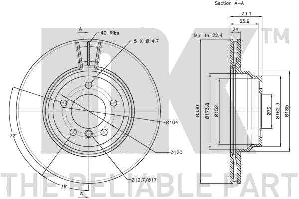 Bromsskiva Ventilerad, Framaxel Nk 201568 NK Bromsskiva Ventilerad, Framaxel Nk 201568 NK