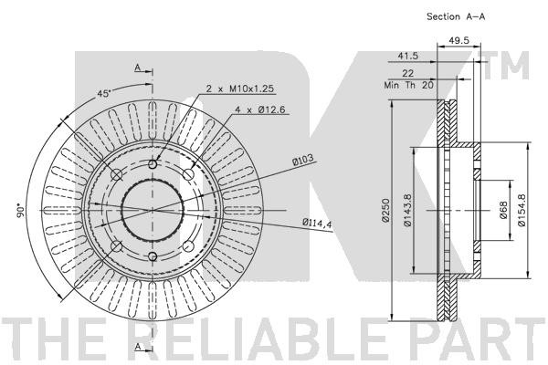 Bromsskiva Ventilerad, Framaxel Nk 202215 NK Bromsskiva Ventilerad, Framaxel Nk 202215 NK