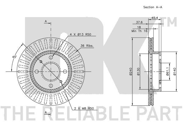 Bromsskiva Ventilerad, Framaxel Nk 202232 NK