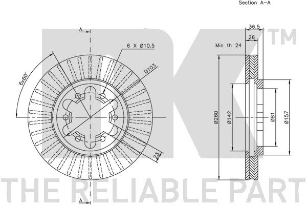 Bromsskiva Ventilerad, Framaxel Nk 202236 NK