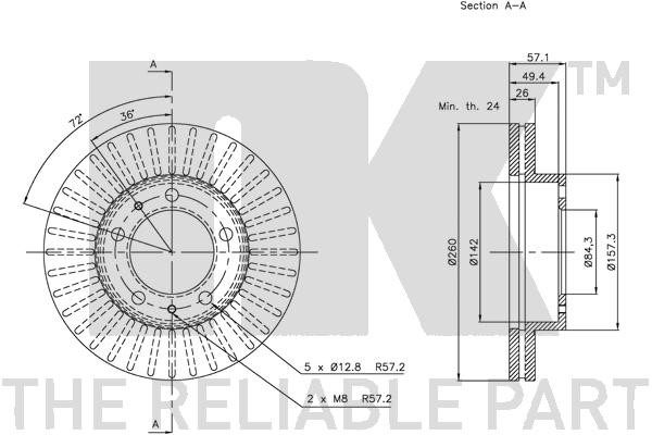 Bromsskiva Ventilerad, Framaxel Nk 202239 NK
