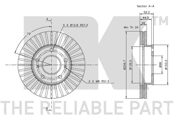 Bromsskiva Ventilerad, Framaxel Nk 202243 NK Bromsskiva Ventilerad, Framaxel Nk 202243 NK