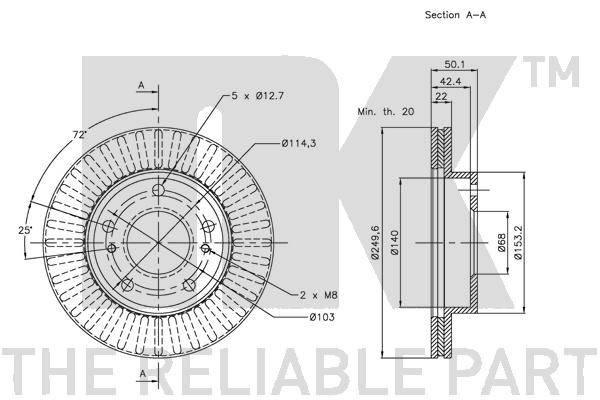 Bromsskiva Ventilerad, Framaxel Nk 202254 NK