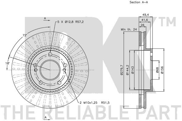 Bromsskiva Ventilerad, Framaxel Nk 202267 NK
