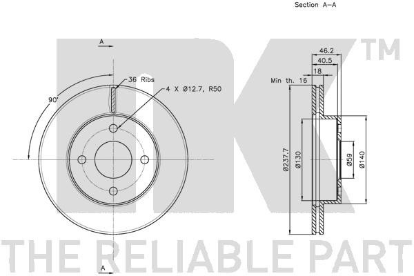 Bromsskiva Ventilerad, Framaxel Nk 202268 NK Bromsskiva Ventilerad, Framaxel Nk 202268 NK