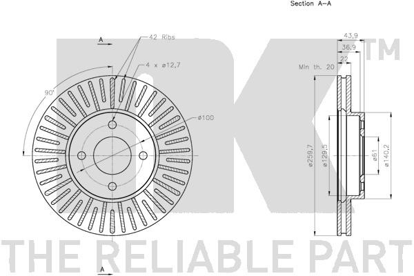 Bromsskiva Ventilerad, Framaxel Nk 202278 NK