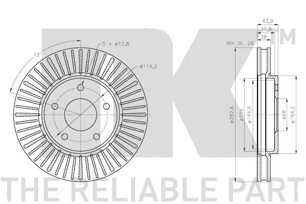 Bromsskiva Ventilerad, Framaxel Nk 202285 NK