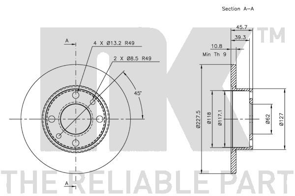Bromsskiva Solid, Framaxel Nk 202302 NK