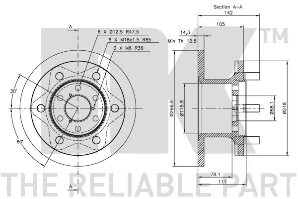 Bromsskiva Solid, Framaxel Nk 202306 NK