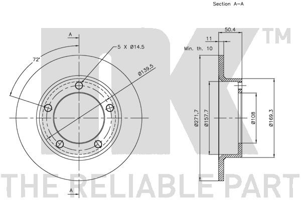 Bromsskiva Solid, Framaxel Nk 202310 NK