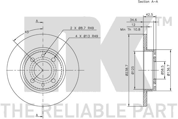 Bromsskiva Solid, Framaxel Nk 202311 NK