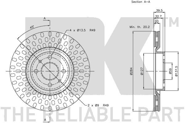 Bromsskiva Ventilerad, Framaxel Nk 202327 NK