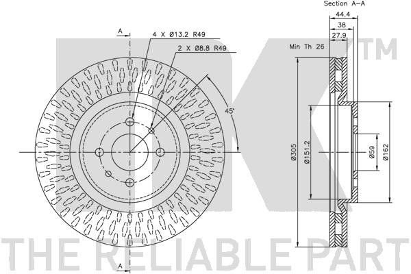 Bromsskiva Ventilerad, Framaxel Nk 202332 NK