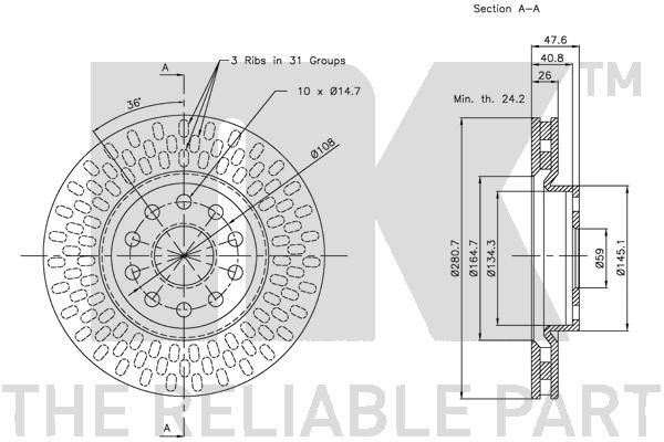 Bromsskiva Ventilerad, Framaxel Nk 202335 NK