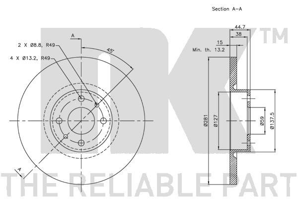 Bromsskiva Solid, Framaxel Nk 202337 NK