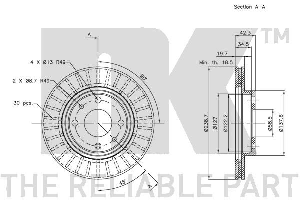 Bromsskiva Ventilerad, Framaxel Nk 202341 NK Bromsskiva Ventilerad, Framaxel Nk 202341 NK