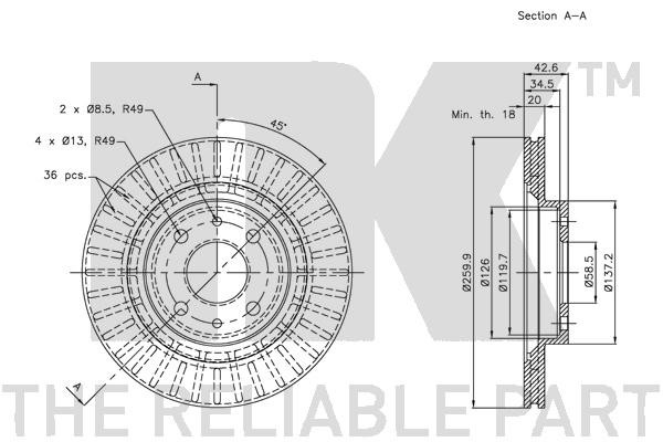Bromsskiva Ventilerad, Framaxel Nk 202342 NK