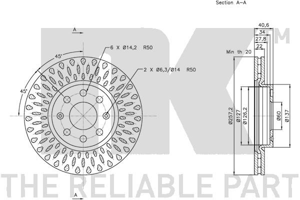 Bromsskiva Ventilerad, Framaxel Nk 202348 NK