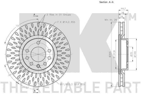 Bromsskiva Ventilerad, Framaxel Nk 202353 NK Bromsskiva Ventilerad, Framaxel Nk 202353 NK