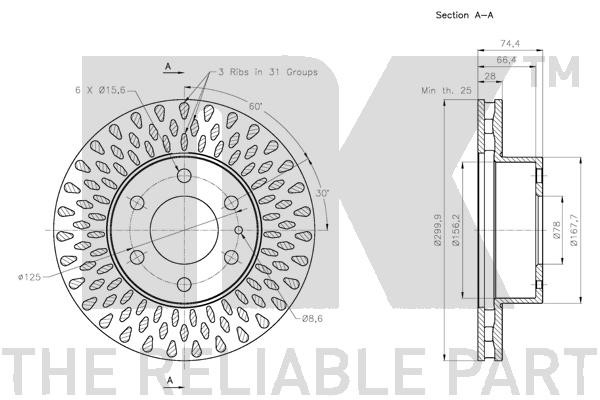 Bromsskiva Ventilerad, Framaxel Nk 202356 NK